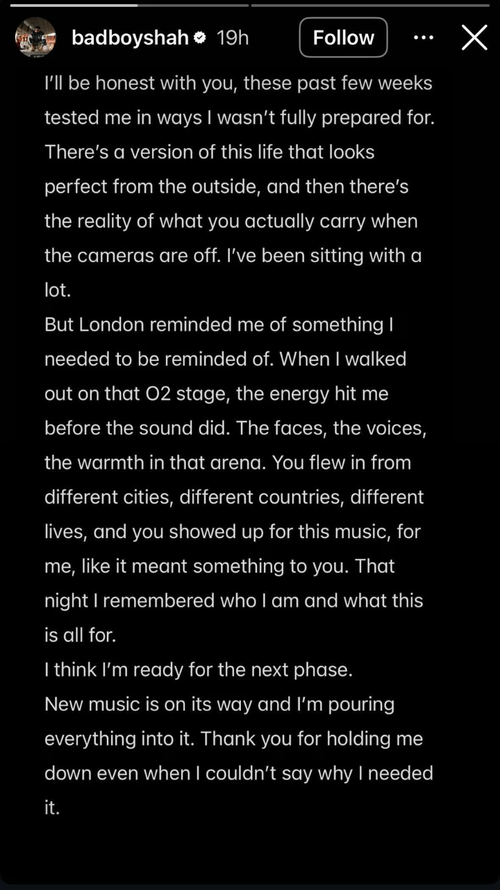 Badshah's Instagram story