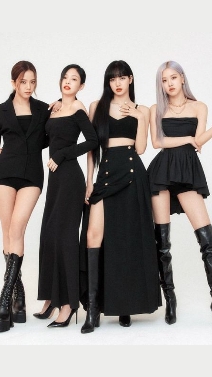 blackpink members in black dress Solid Lycra Blend Trouser