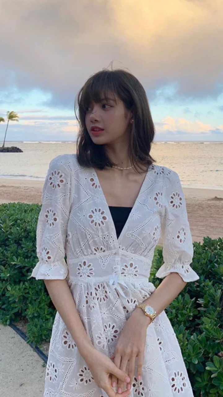 white christmas dresses Korean Dress Pinked Blackpink main image 0