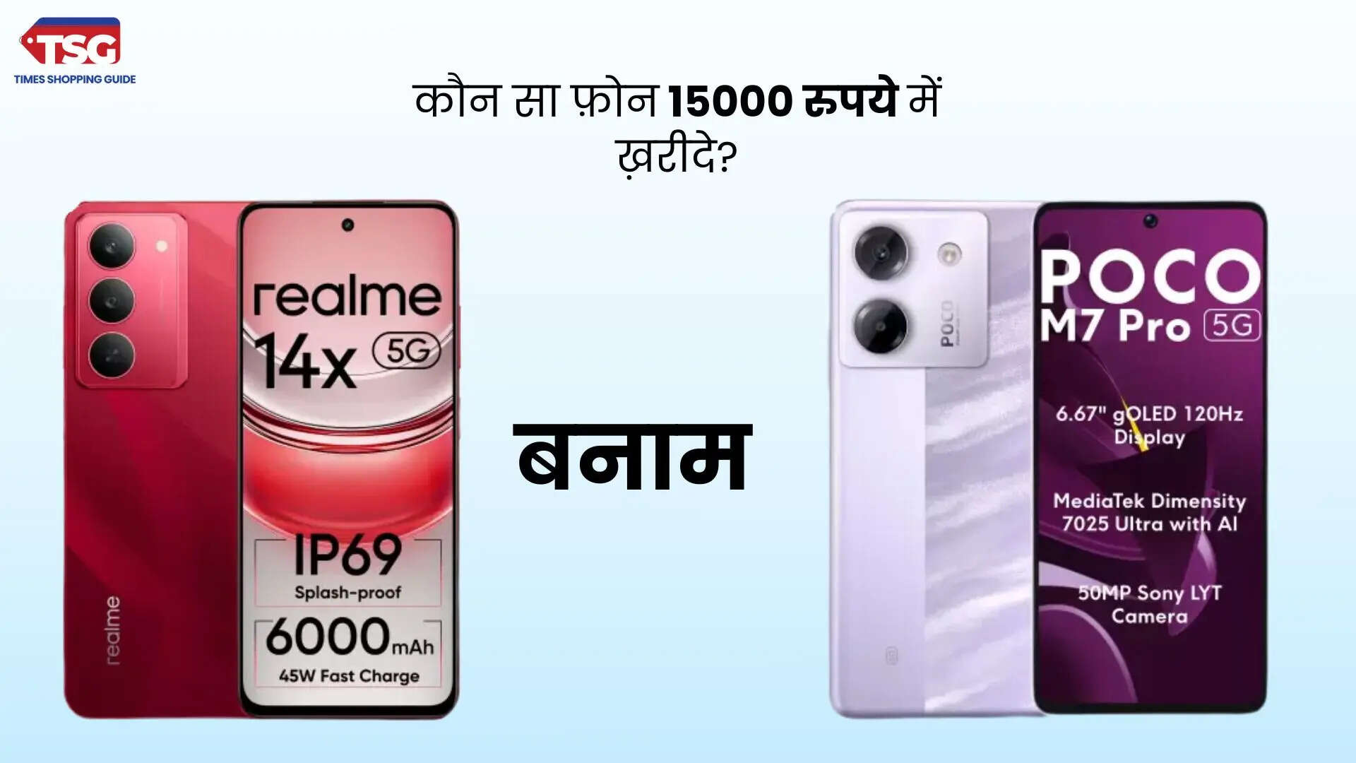 Realme 14x 5G बनाम Poco M7 Pro 5G कौन सा फ़ोन 15000 रुपये में ख़रीदे