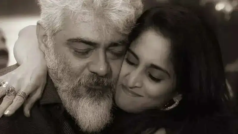 Ajith Kumar and Shalini share a warm hug as they ring in their 23rd wedding anniversary