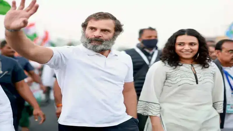 Bollywood actress Swara Bhasker join Rahul Gandhi in his walk in Ujjain