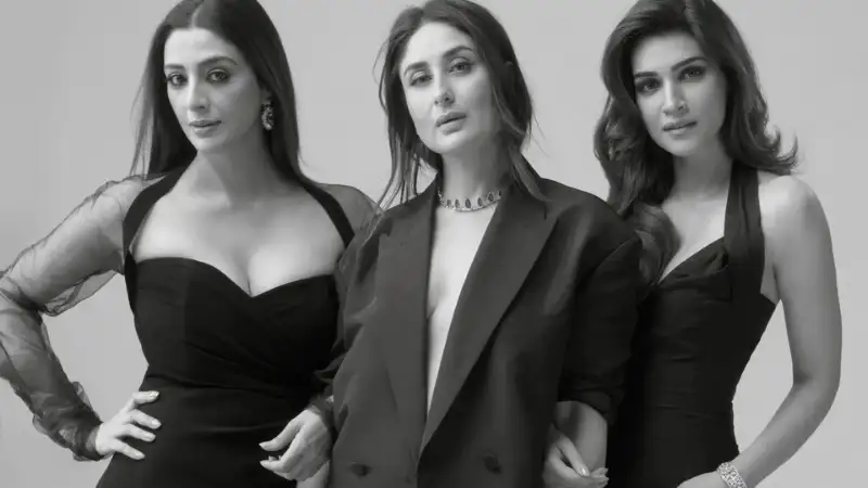 Kareena Kapoor, Tabu, Kriti Sanon spotted at Mumbai beach during 'The Crew' shoot. See viral pic