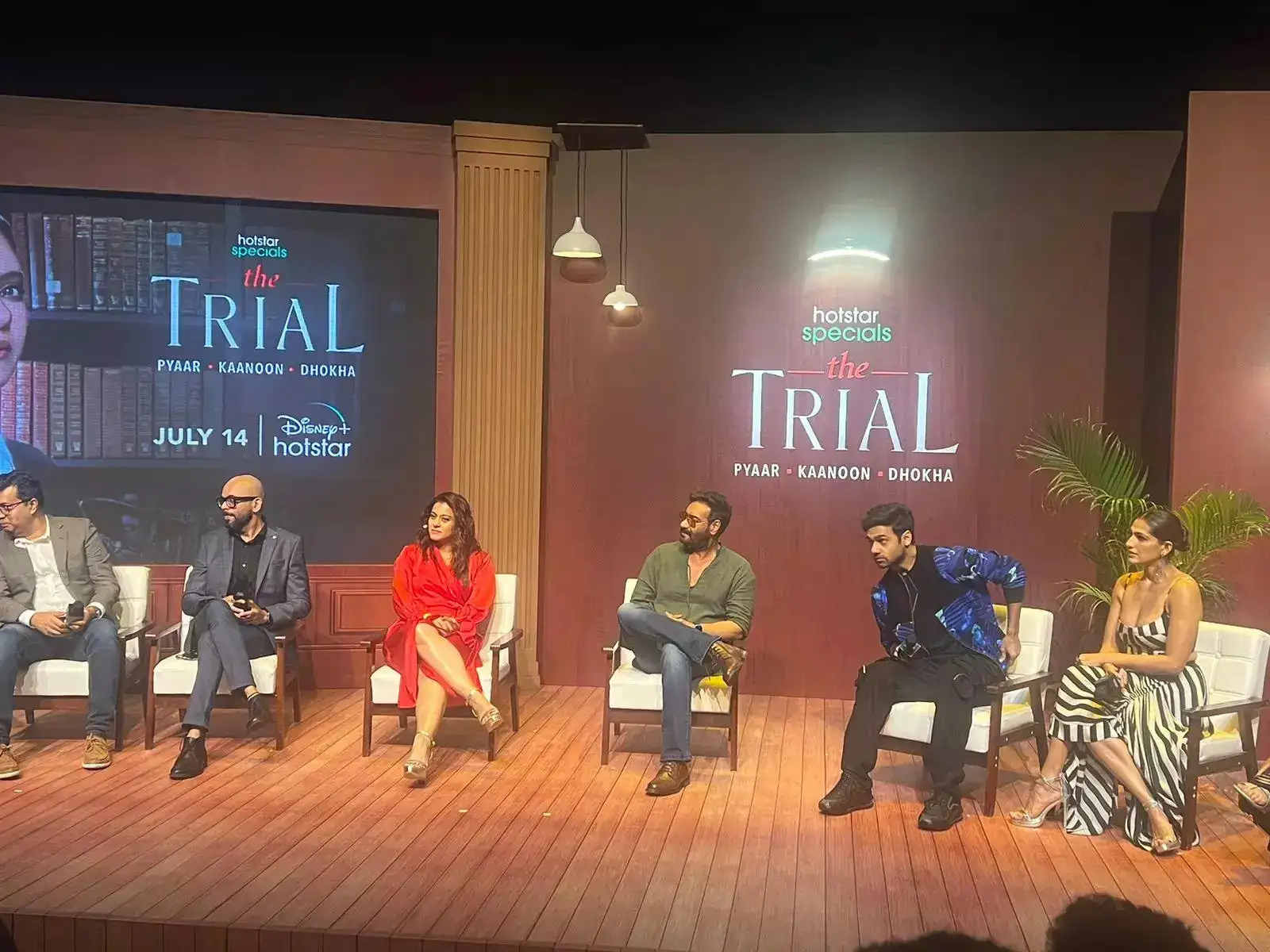 Kajol and Ajay Devgn with the cast of 'The Trial' at the trailer launch