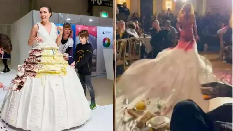 Gowns gone crazy; From being a whole table cloth to being a cake