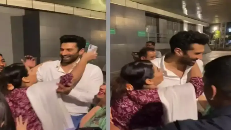 Aditya Roy Kapur gets embarrassed and pushes away a fan who attempted to kiss him