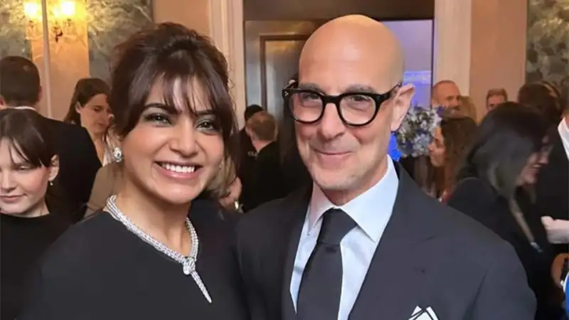 Samantha Ruth Prabhu cannot keep calm as she meets Stanley Tucci at Citadel London premiere