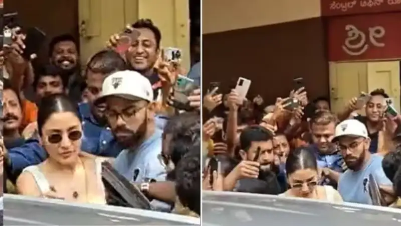 Anushka Sharma, Virat Kohli get mobbed as they leave restaurant in Bangalore. Watch