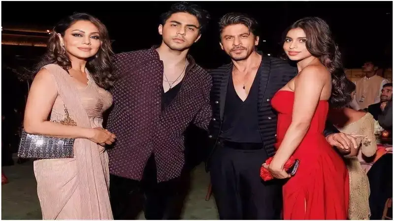 Aryan Khan beams as he watches his father, Shah Rukh Khan, perform at the NMACC gala night