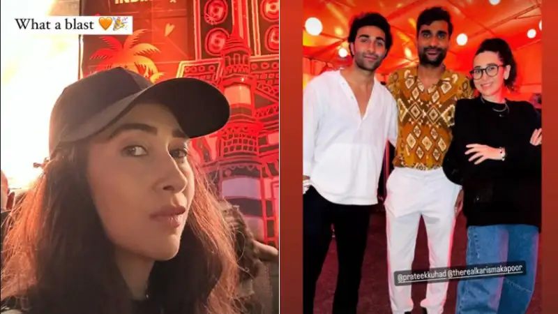 Karisma Kapoor bumps into Rajkummar Rao, Huma Qureshi, poses with Prateek Kuhad at Lollapalooza India 2023