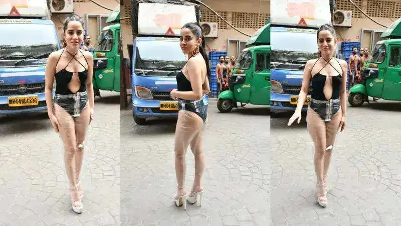 Uorfi Javed wears transparent plastic sheet as skirt over bold black monokini, trolls react