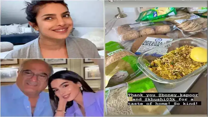 Priyanka Chopra gets treated with Indian snacks by Khushi Kapoor and Boney Kapoor!