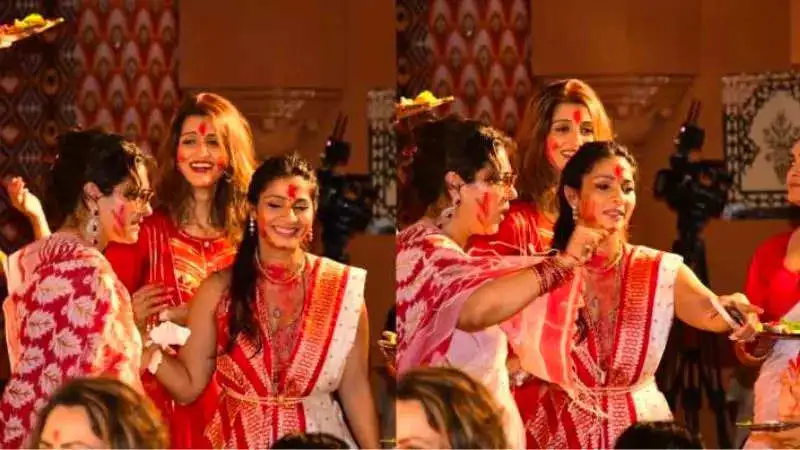 Kajol, Rani Mukerji and Tanishaa steal the show as they celebrate sindoor khela in new pics