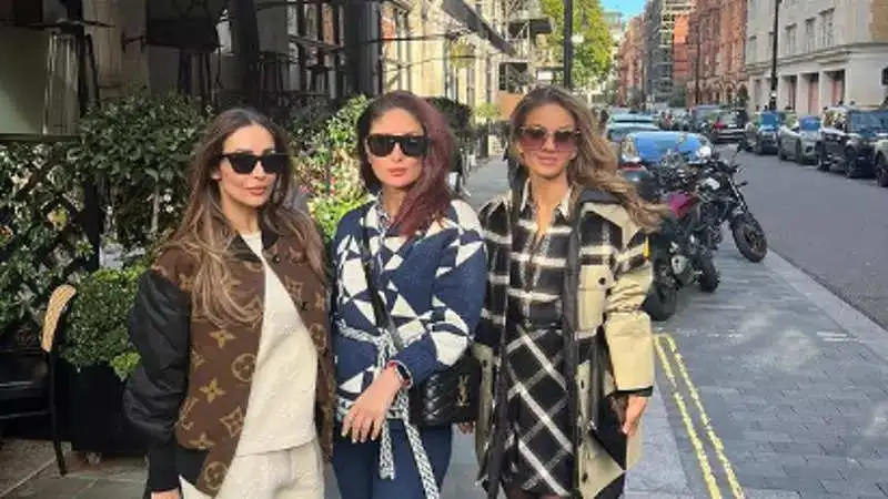 Kareena Kapoor poses with Malaika Arora and Natasha Poonawalla while taking over the streets of London in style