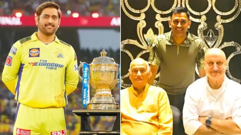 Anupam Kher congratulates MS Dhoni in a heartfelt post, shares unseen pic with cricketer and his father