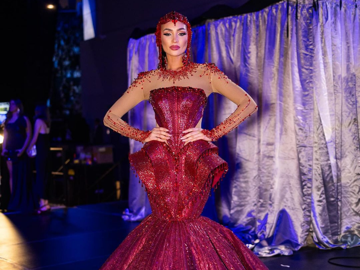 sachin and babi light blue dress Miss Universe Venezuela 2025 Evening Gown